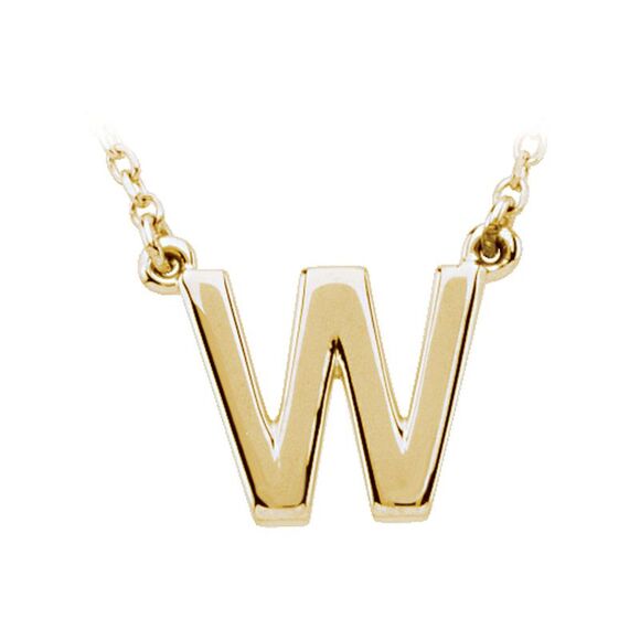 14K Yellow Gold, Kendall Collection, Block Initial W Necklace, 16 Inch - Picture 1 of 4